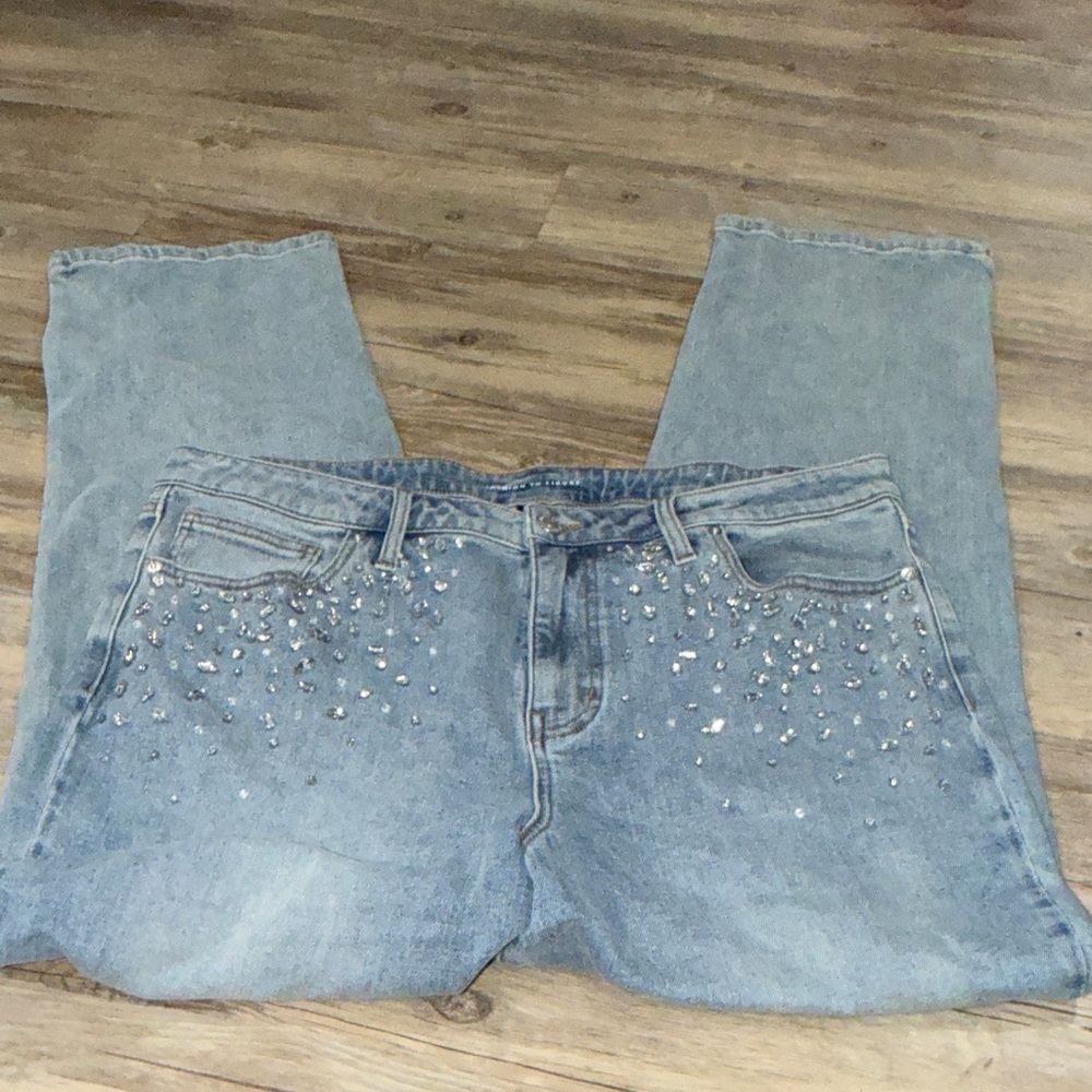 Fashion to Figure Light Blue Straight-Leg Jeans with Crystal Accents